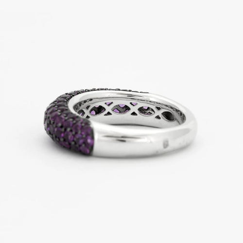 Bague 55 Bague jonc en or blanc 18k pavée d’améthyste 2,03 ct 58 Facettes 002.133