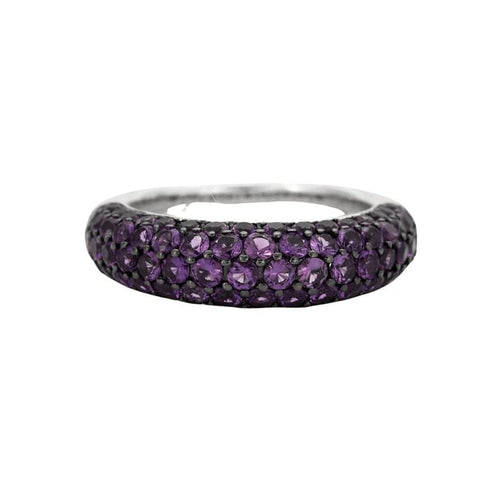 Bague 55 Bague jonc en or blanc 18k pavée d’améthyste 2,03 ct 58 Facettes 002.133