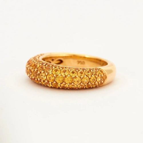 Bague 55 Bague jonc en or blanc 18k pavée de saphirs jaunes 58 Facettes 002.134