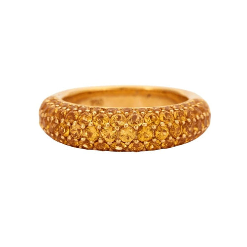 Bague 55 Bague jonc en or blanc 18k pavée de saphirs jaunes 58 Facettes 002.134