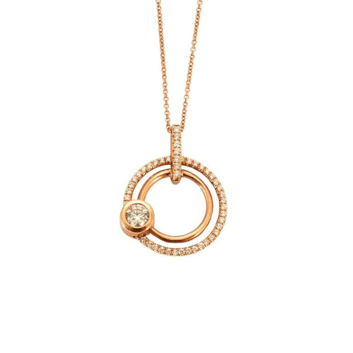 Collier Collier double cercle en or rose 18k et diamants 58 Facettes 002.987