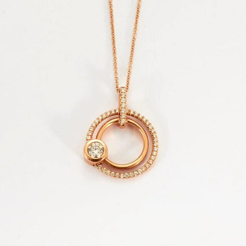 Collier Collier double cercle en or rose 18k et diamants 58 Facettes 002.987