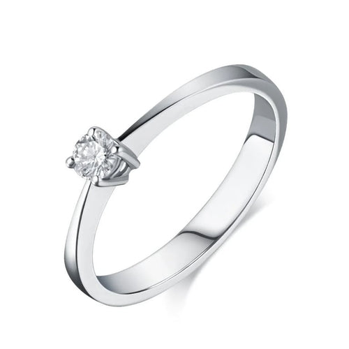 Bague 55 Solitaire - Bague en or blanc 18 carats et diamant 0,15 ct 58 Facettes