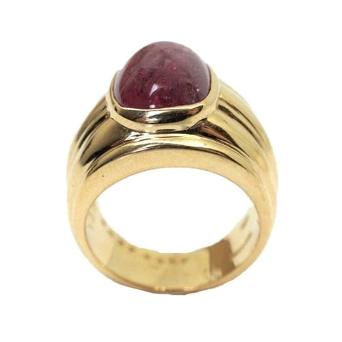 Bague 52 Boucheron - Bague cabochon en or jaune 18K et tourmaline rose 58 Facettes