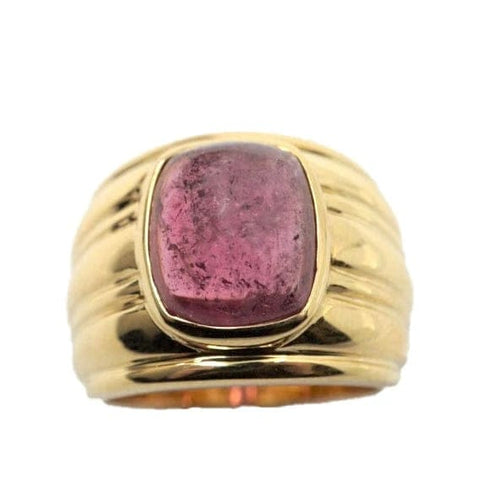 Bague 52 Boucheron - Bague cabochon en or jaune 18K et tourmaline rose 58 Facettes