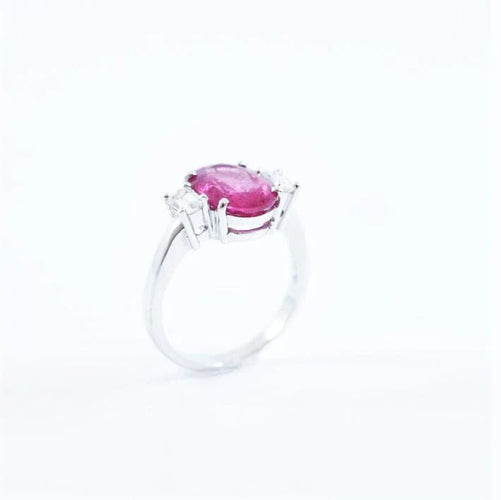 Bague 54 Bague tourmaline en or blanc 18K et diamants 58 Facettes