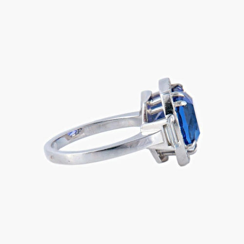 Bague 54 Bague entourage en or blanc 18 k à tanzanite et diamants 58 Facettes