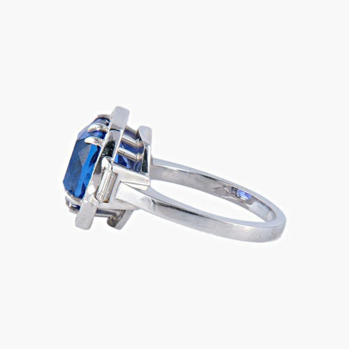 Bague 54 Bague entourage en or blanc 18 k à tanzanite et diamants 58 Facettes