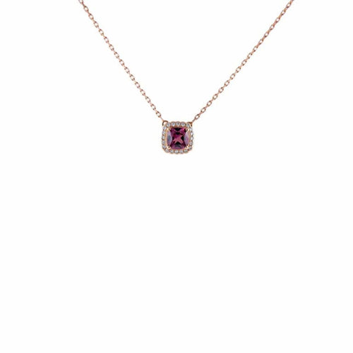 Collier Collier en or rose 18K grenat rhodolite et diamants 58 Facettes