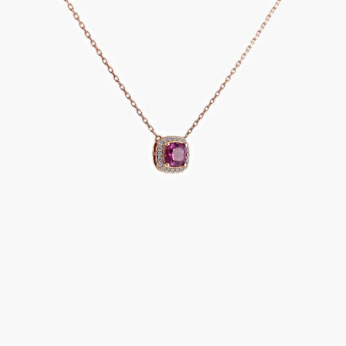 Collier Collier en or rose 18K grenat rhodolite et diamants 58 Facettes