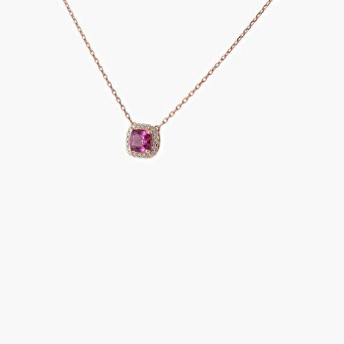 Collier Collier en or rose 18K grenat rhodolite et diamants 58 Facettes