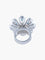 Bague 53 Bague fleur en or blanc 18 carats avec diamants et topazes 58 Facettes