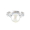 Bague 52 Bague en or gris 18K avec perle blanche et diamants 58 Facettes LP 918