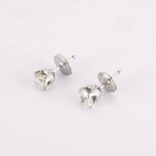 Boucles d'oreilles Boucles d’oreilles - Classiques en or gris 18K et diamants 58 Facettes