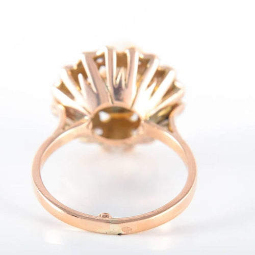 Bague 56 Bague fleur en or jaune 18K sertie d’une perle et diamants 58 Facettes LP 917