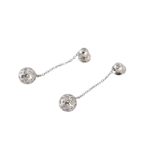Boucles d'oreilles Boucles d’oreilles boules pendantes en or gris 18K et diamants 58 Facettes