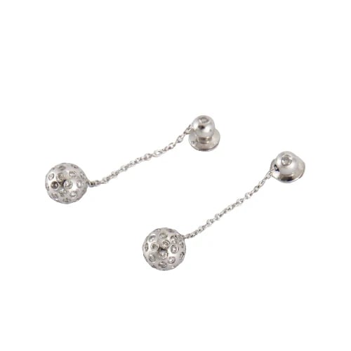 Boucles d'oreilles Boucles d’oreilles boules pendantes en or gris 18K et diamants 58 Facettes