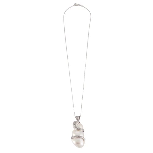 Pendentif Pendentif en or gris avec perle et diamants 58 Facettes
