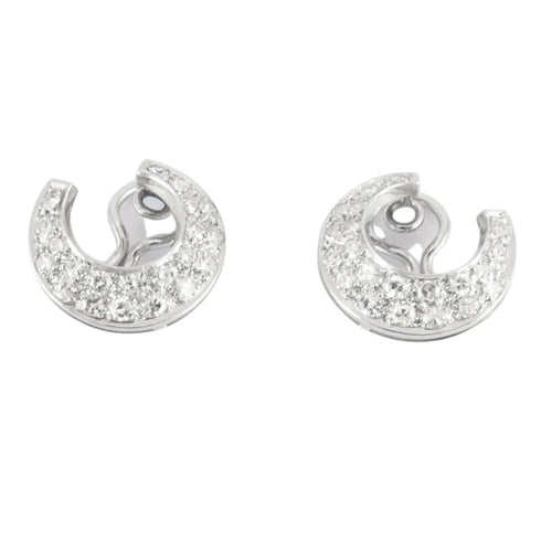 Boucles d'oreilles Créoles pavées de diamants en or gris 18K 58 Facettes