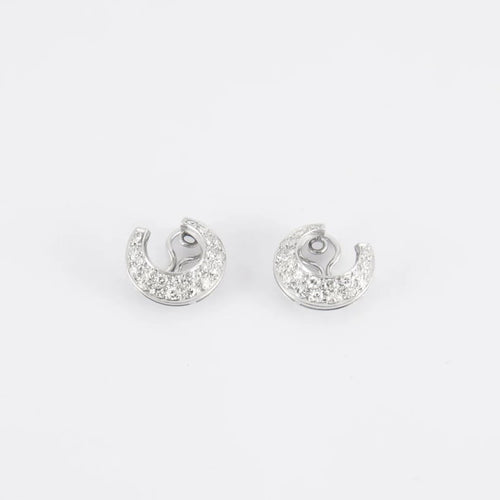 Boucles d'oreilles Créoles pavées de diamants en or gris 18K 58 Facettes