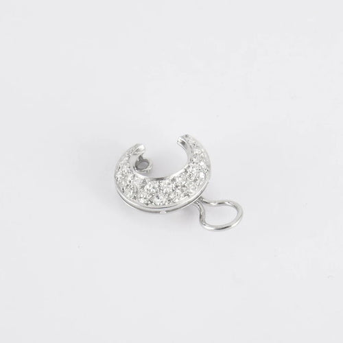 Boucles d'oreilles Créoles pavées de diamants en or gris 18K 58 Facettes