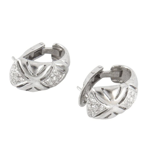 Boucles d'oreilles Créoles - Boucles d’oreilles en or gris 18K et diamants 58 Facettes
