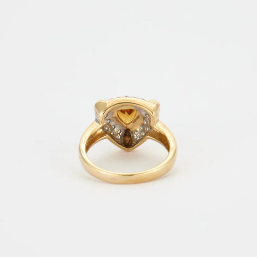 Bague 54 Bague citrine taille triangle pavée de diamants en or jaune 18K 58 Facettes