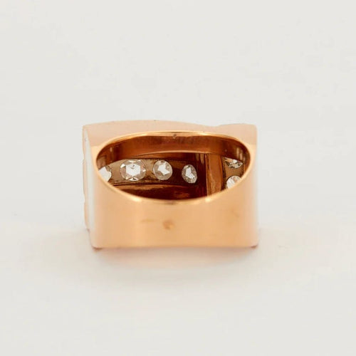 Bague 60 Bague tank années 1940 en or jaune 18K rubis et diamants 58 Facettes