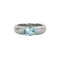 Bague 54 Bague demi-jonc en or gris 18K avec topaze Sky Blue 58 Facettes