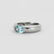 Bague 54 Bague demi-jonc en or gris 18K avec topaze Sky Blue 58 Facettes