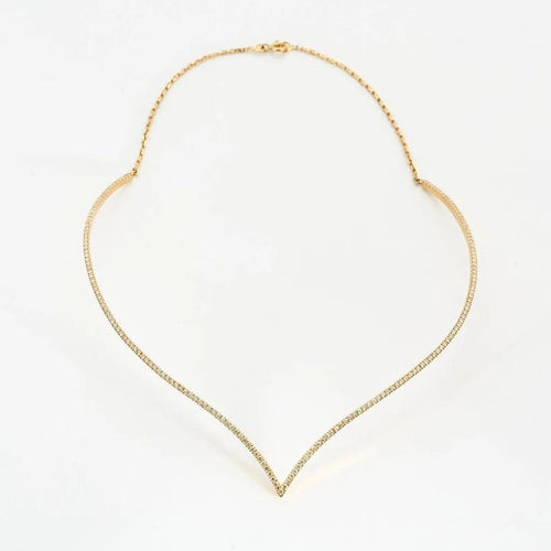 Collier Collier en V pavé de diamants en or jaune 18K 58 Facettes