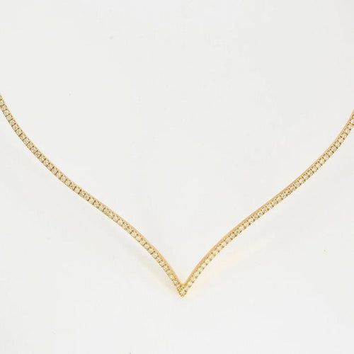 Collier Collier en V pavé de diamants en or jaune 18K 58 Facettes
