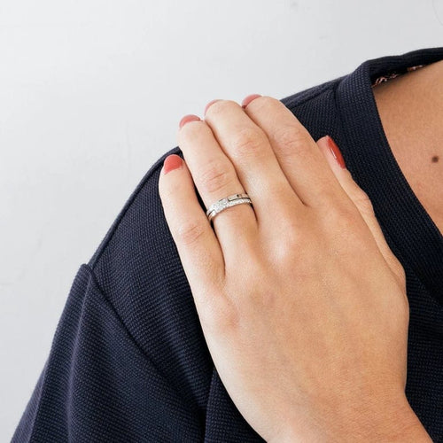 Bague 48 Dinh Van 70'S - Alliance en or blanc 18k et diamants 58 Facettes