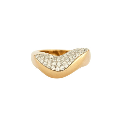 Bague 55 Bague pavée de diamants en or jaune 18K 58 Facettes