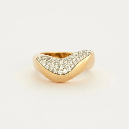 Bague 55 Bague pavée de diamants en or jaune 18K 58 Facettes