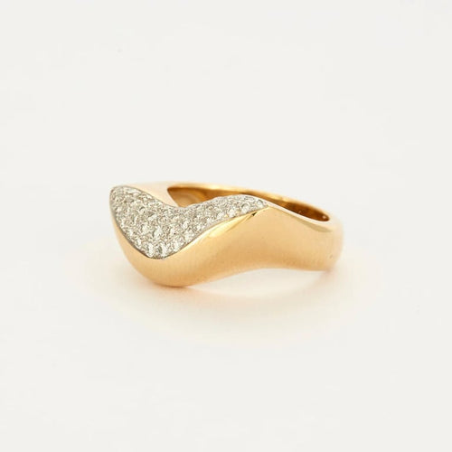 Bague 55 Bague pavée de diamants en or jaune 18K 58 Facettes