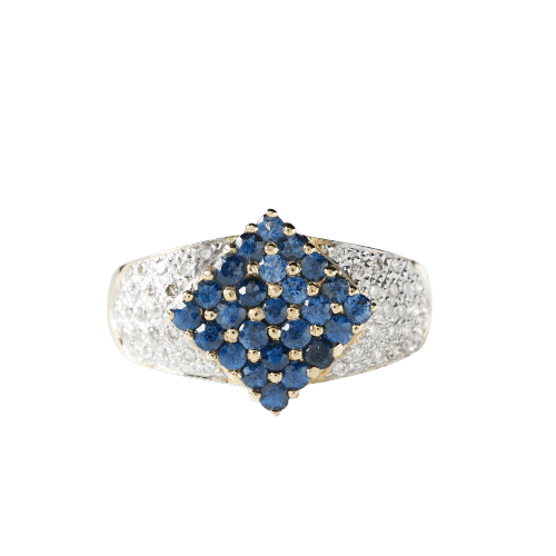 Bague 56 Bague pavée en or jaune 18k avec saphirs et diamants 58 Facettes 1