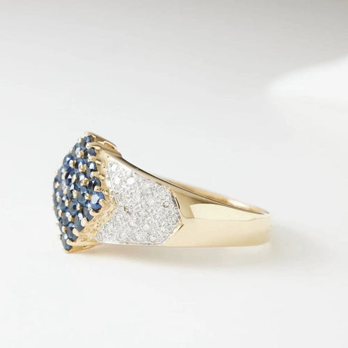 Bague 56 Bague pavée en or jaune 18k avec saphirs et diamants 58 Facettes 1