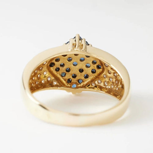 Bague 56 Bague pavée en or jaune 18k avec saphirs et diamants 58 Facettes 1