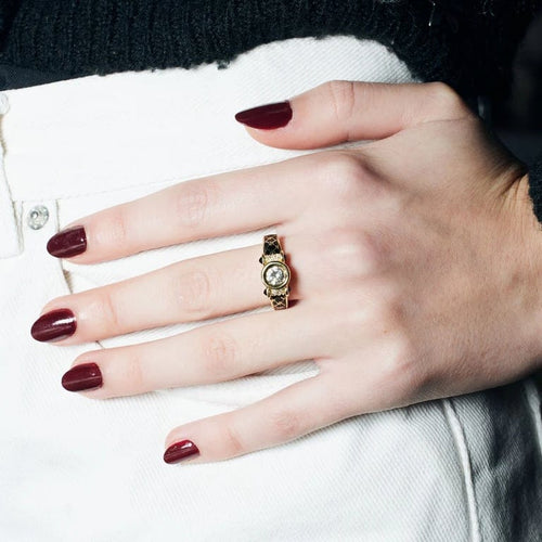 Bague 54 Korloff - Bague en or jaune 18k avec diamants et émail noir 58 Facettes