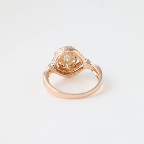 Bague 54 Bague de fiançailles pavée de diamants en or rose 18K 58 Facettes