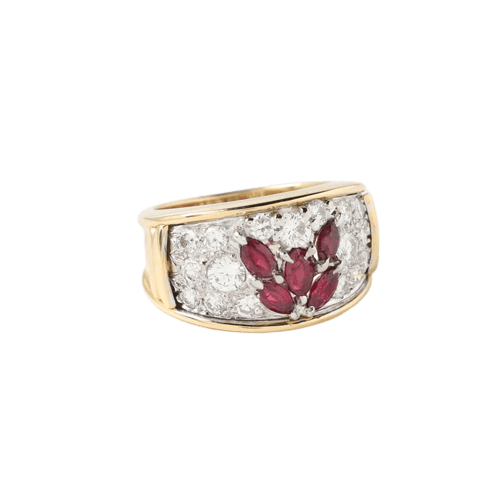 Bague 51 Bague jonc en or jaune 18k, rubis et diamants 58 Facettes