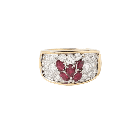 Bague 51 Bague jonc en or jaune 18k, rubis et diamants 58 Facettes