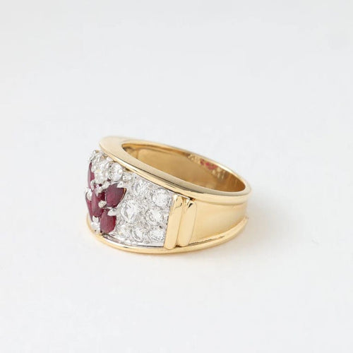 Bague 51 Bague jonc en or jaune 18k, rubis et diamants 58 Facettes