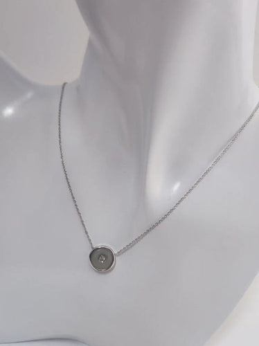 Pendentif Pendentif en or gris 18k à calcédoine et diamant 58 Facettes