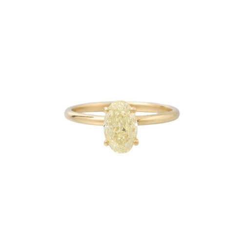 Bague 55 Solitaires - Bague en or jaune 18k et diamant jaune fancy 58 Facettes