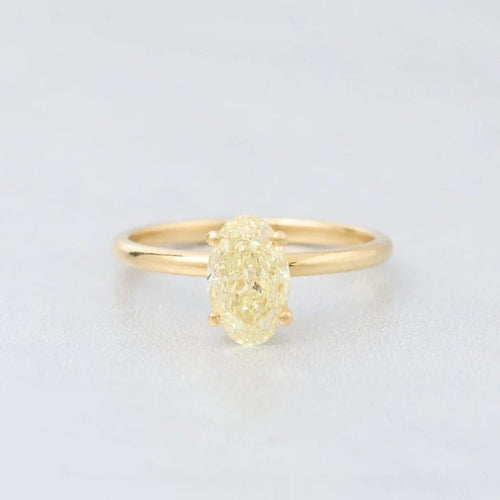 Bague 55 Solitaires - Bague en or jaune 18k et diamant jaune fancy 58 Facettes