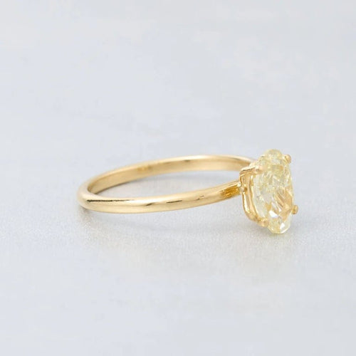 Bague 55 Solitaires - Bague en or jaune 18k et diamant jaune fancy 58 Facettes