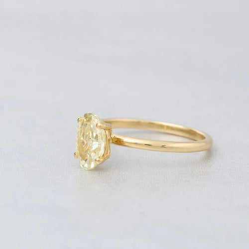 Bague 55 Solitaires - Bague en or jaune 18k et diamant jaune fancy 58 Facettes