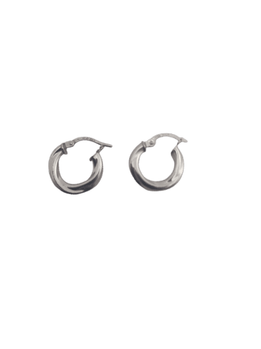 Boucles d'oreilles Créoles petit modèle en or gris 18k 58 Facettes